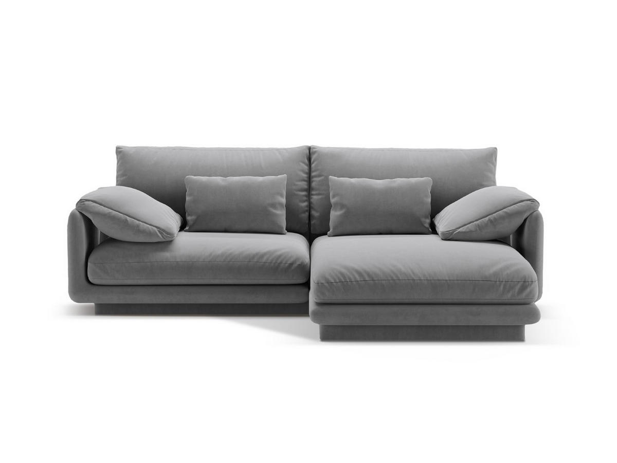 ECKSOFA rechts Torino aus Samt hellgrau 3 Sitzplätze - Hellgrau, Textil (170/220cm) - Micadoni