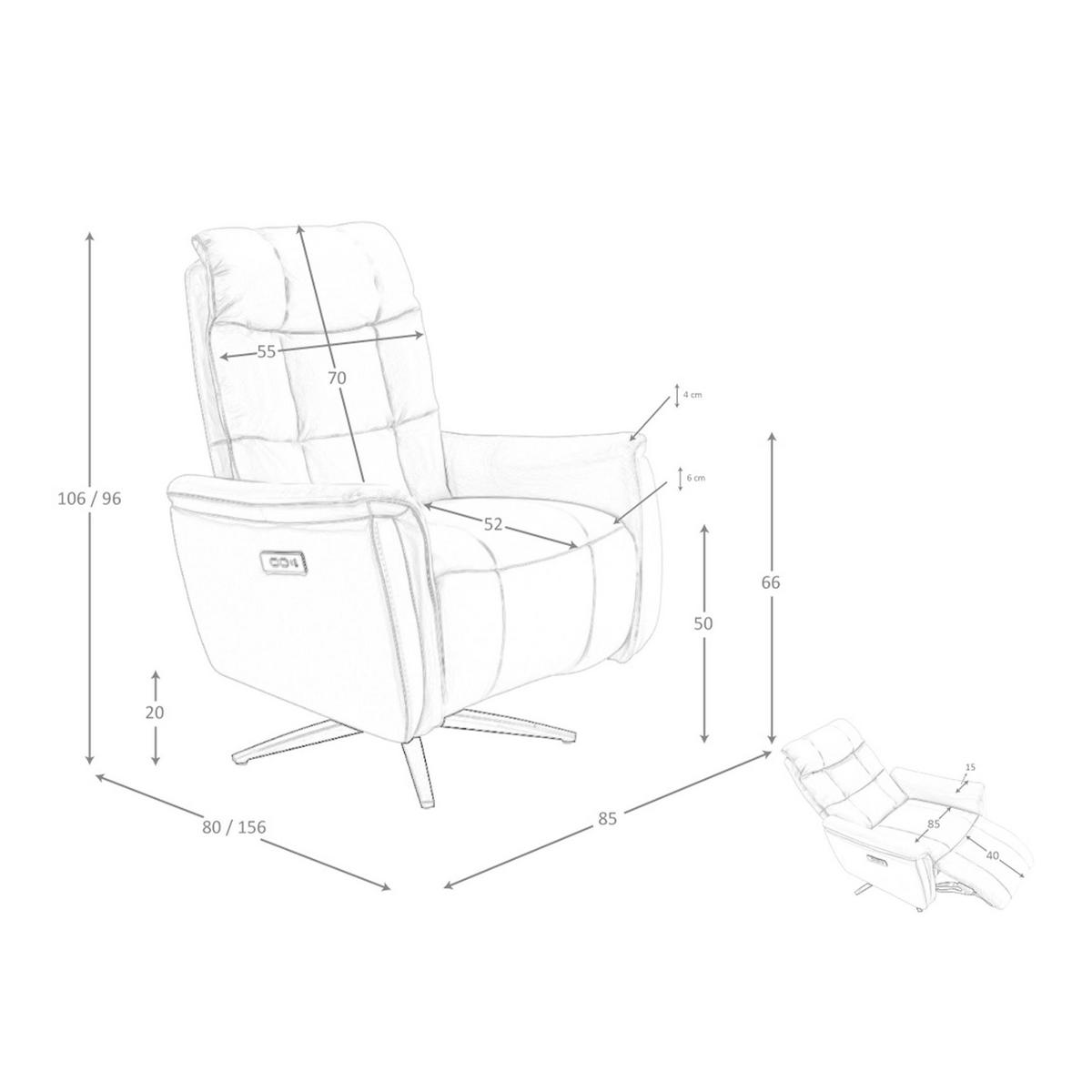 FERNSEHSESSEL Grauer Leder-Drehsessel 85/80/106 cm - Schwarz/Grau, Leder (85/106/80cm) - ANGEL CERDA
