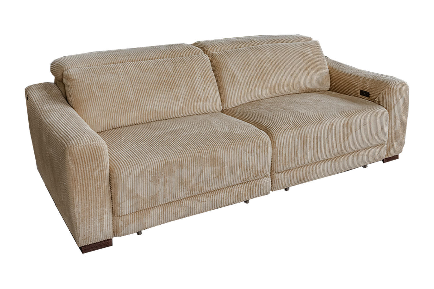 SOFA KIANA Beige Cord Relaxfunktion - Beige/Schwarz, Kunststoff/Textil (227/80/110cm) - KAWOLA