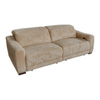 SOFA KIANA Beige Cord Relaxfunktion - Beige/Schwarz, Kunststoff/Textil (227/80/110cm) - KAWOLA