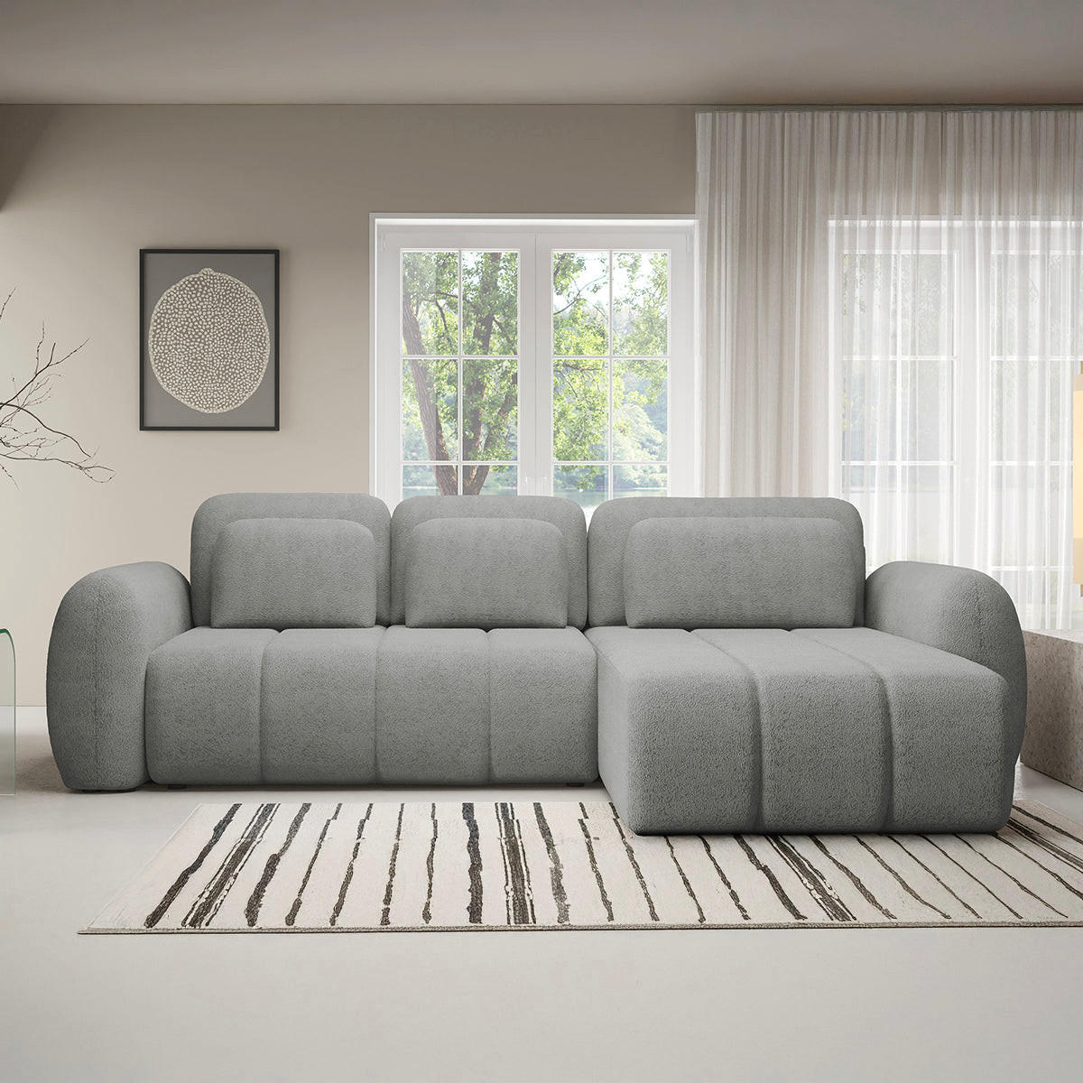 ECKSOFA Cesar 3 Sitzplätze Hellgrau - Grau, Holz (304/190cm) - Petits-meubles