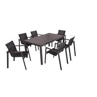 GARTEN-SITZGRUPPE Imre 7-teilig Gartenmöbel-Set - Schwarz, Kunststoff - DELUKE