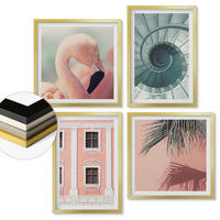 WANDBILDER 4er Set - 50x50 cm & 40x60 cm Goldrahmen - Architektur-Pastellmuster - Goldfarben, Kunststoff (50/50cm) - ArtPrintCave
