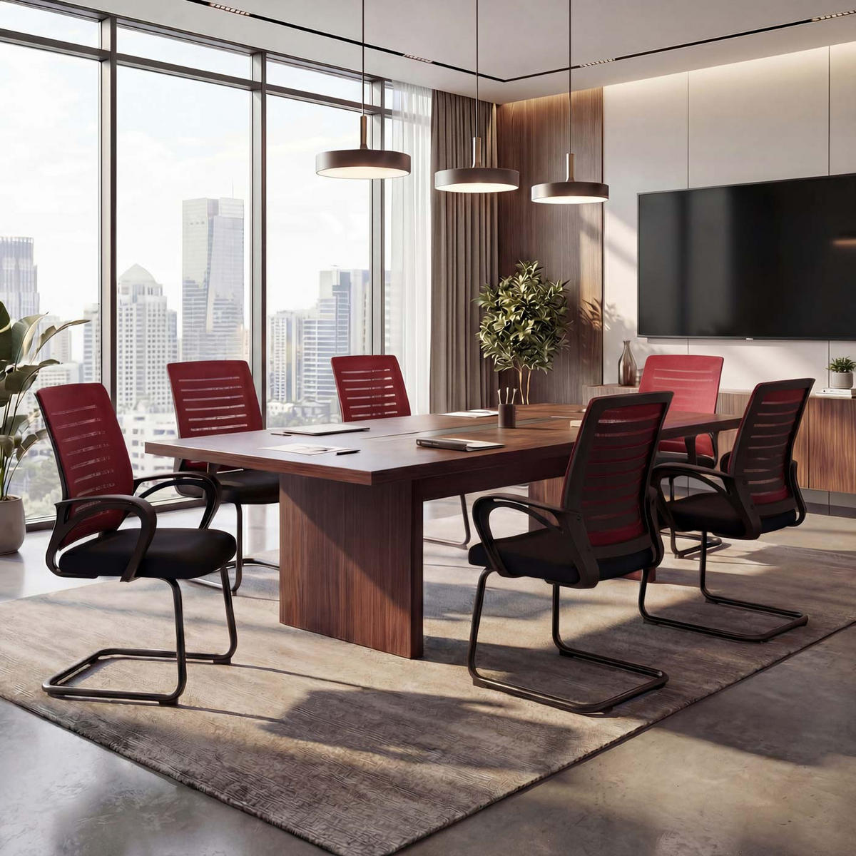 KONFERENZSTUHL Rot - Rot, Textil (62/92/57cm) - MCW