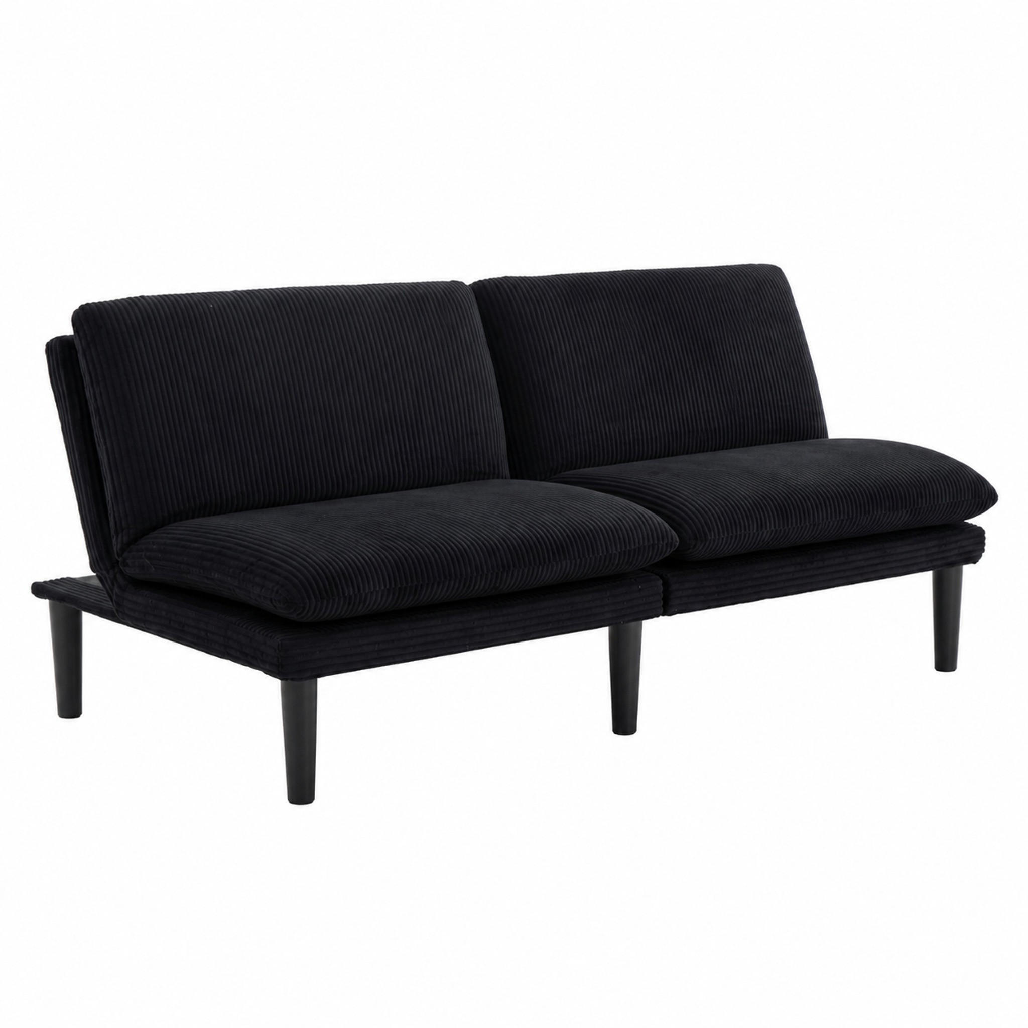 SOFA mit 3-stufig verstellbarer Rückenlehne Schwarz 2-Sitzer - Schwarz, Holzwerkstoff (168/67/86cm) - Meubliv