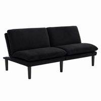 SOFA mit 3-stufig verstellbarer Rückenlehne Schwarz 2-Sitzer - Schwarz, Holzwerkstoff (168/67/86cm) - Meubliv