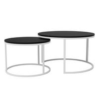 COUCHTISCH rund Klein, Mattschwarz, Rahmen Weiß - Schwarz/Weiß, Holzwerkstoff (70/70/48cm) - Idohome