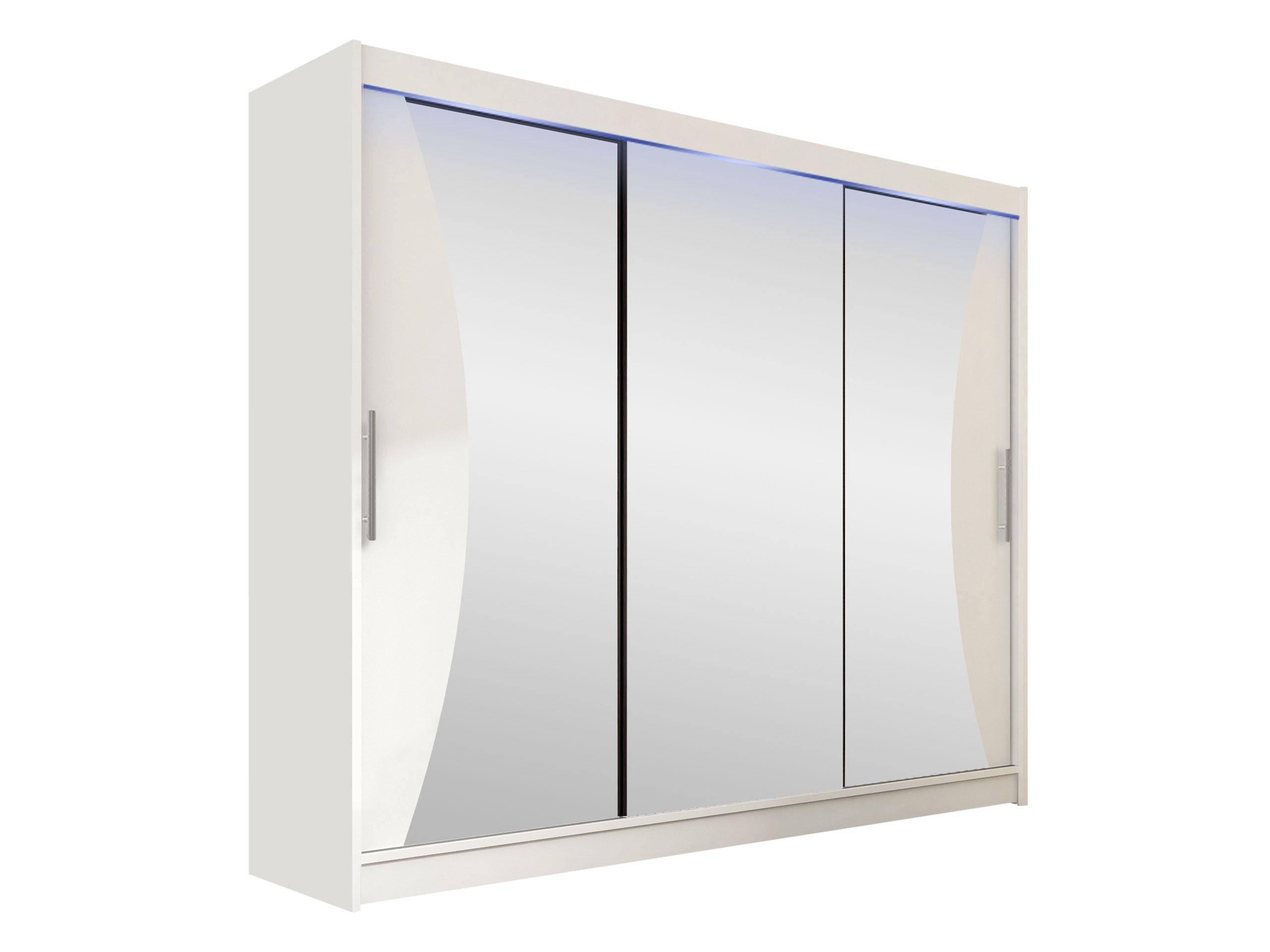 KLEIDERSCHRANK Aston IV, mit RGB LED Beleuchtung - Silberfarben/Weiß, Holzwerkstoff/Kunststoff (250/215/58cm) - MIRJAN24