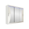 KLEIDERSCHRANK Aston IV, mit RGB LED Beleuchtung - Silberfarben/Weiß, Holzwerkstoff/Kunststoff (250/215/58cm) - MIRJAN24