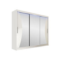 KLEIDERSCHRANK Aston IV, mit RGB LED Beleuchtung - Silberfarben/Weiß, Holzwerkstoff/Kunststoff (250/215/58cm) - MIRJAN24