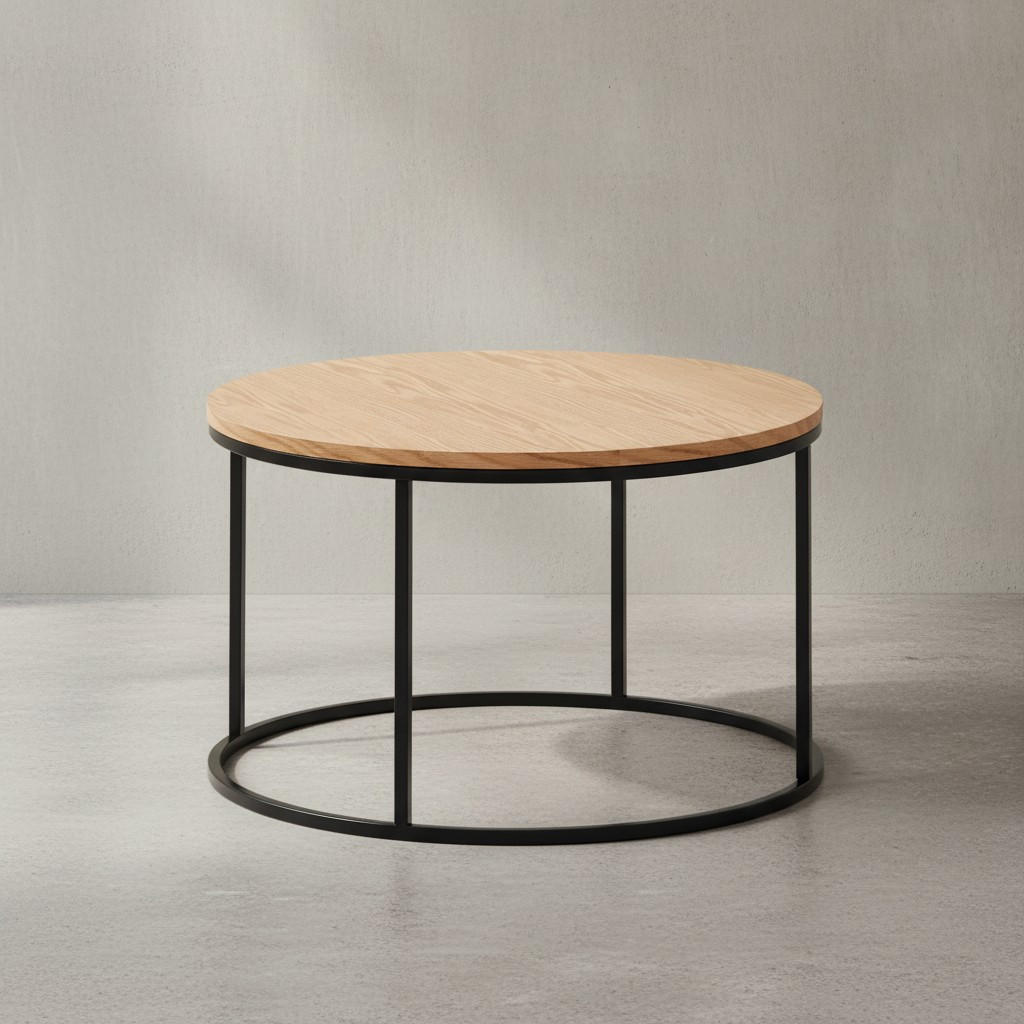 COUCHTISCH in Eichenholz-Optik mit Metallgestell und pflegeleichter Oberfläche - Schwarz/Braun, Holz/Metall (70/70/45cm) - KADIMA DESIGN