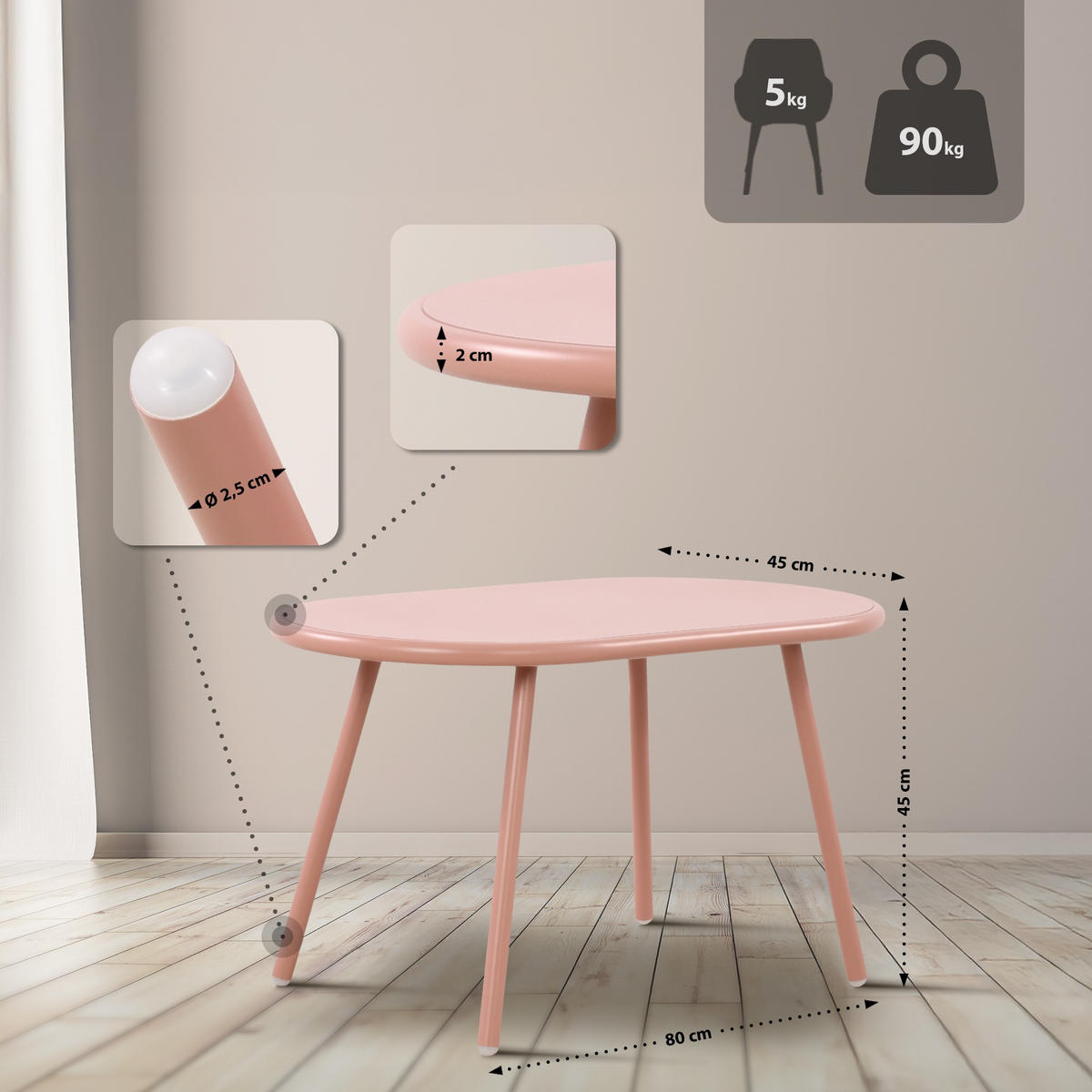 GARTENSITZGRUPPE Kunststoff Pink (3-teilig) - Pink, Kunststoff - CLP