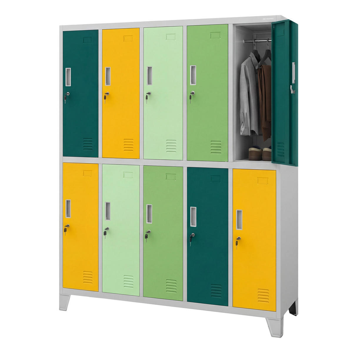 SCHLIESSFACHSCHRANK Bartek - Gelb/Grün, Metall (136/172/45cm) - Jan Nowak