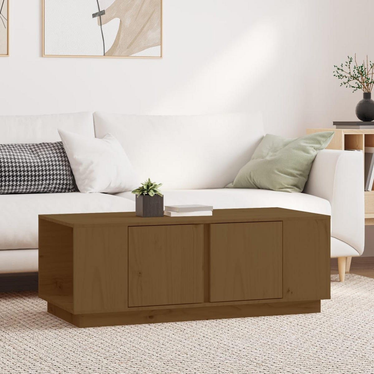 COUCHTISCH Honigbraun 110x50x40 cm Massivholz Kiefer - Braun, Holz (110/50/40cm) - furnicato