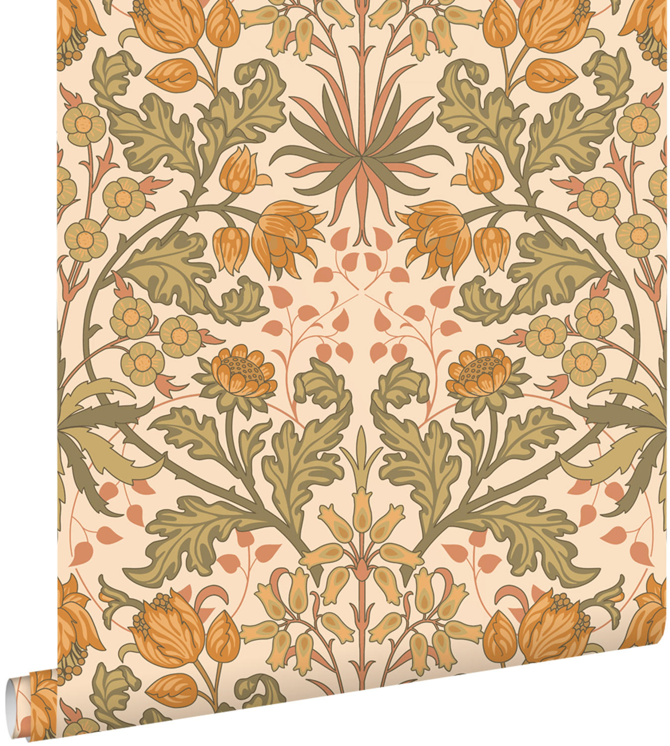 TAPETE Blumenmuster im Jugendstil 50 x 900 cm - Orange, Papier (50/900cm) - ESTAhome