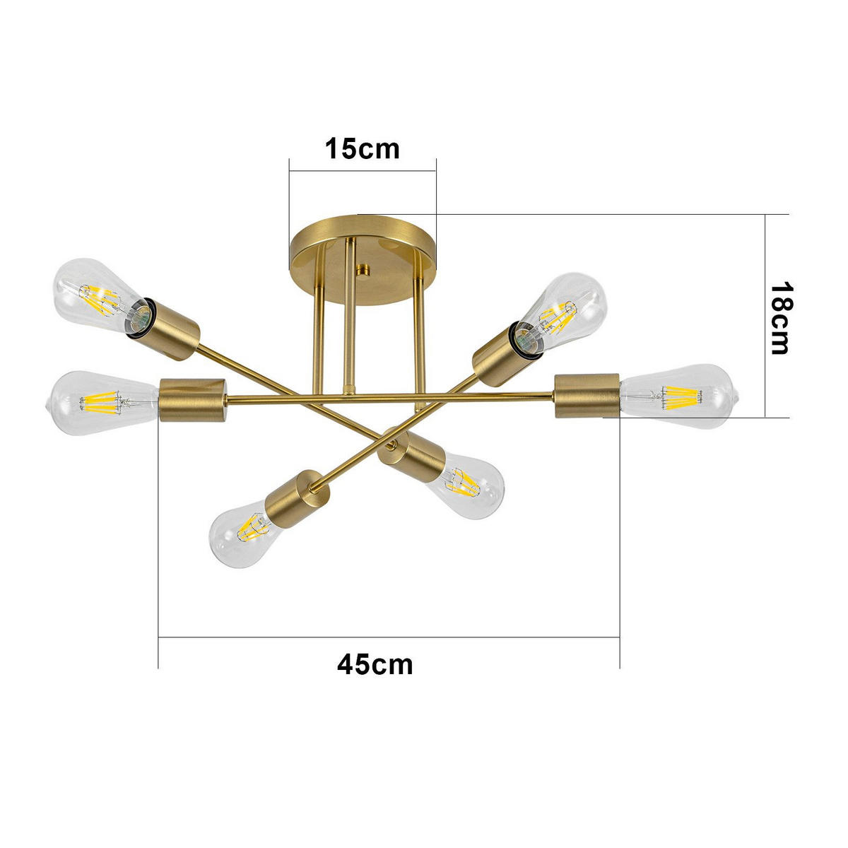DECKENLEUCHTE Willowara 45/45/15 cm - Goldfarben, Metall (45/45/15cm) - ZMH
