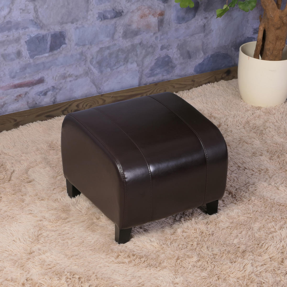 SITZHOCKER Braun - Braun, Leder (45/37/47cm) - MCW