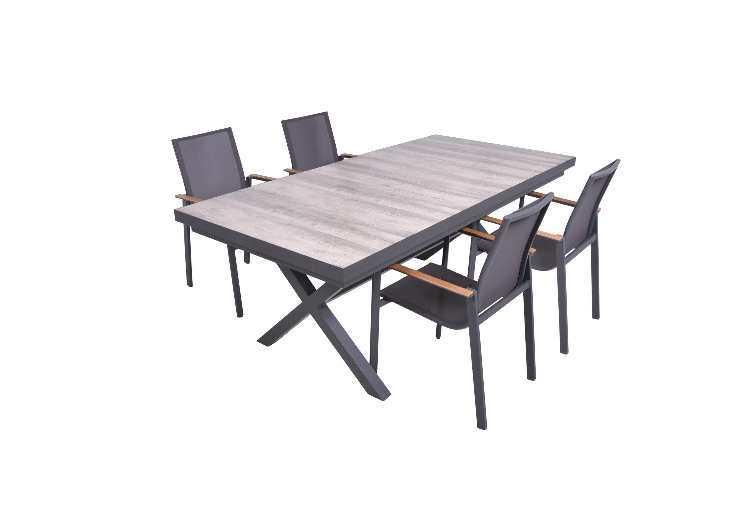 GARTEN-SITZGRUPPE Jana 5-teilig Gartenmöbel-Set - Grau, Metall - DELUKE