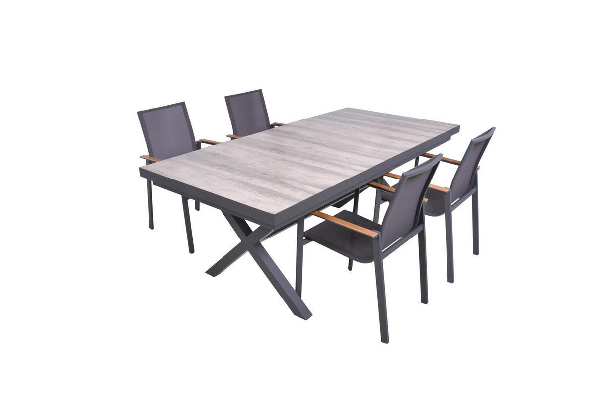 GARTEN-SITZGRUPPE Jana 5-teilig Gartenmöbel-Set - Grau, Metall - DELUKE