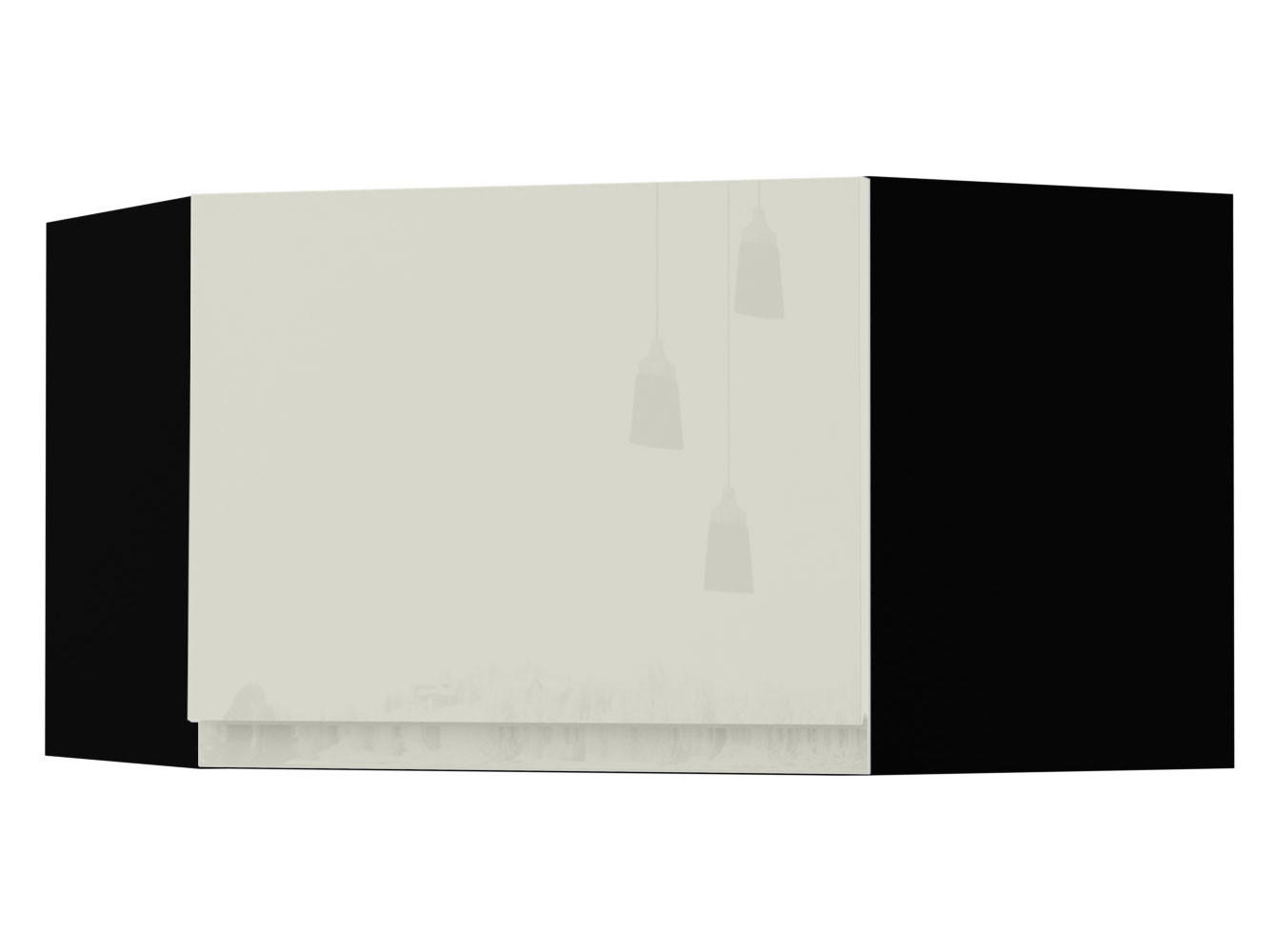ECKHÄNGESCHRANK Florence W10/60/36 Schwarz / RAL 1013 perlweiß HG 60 / 60 / 36cm - Türanschlag links - Weiß Hochglanz/Schwarz, Holz/Holzwerkstoff (60/36/60cm) - Feldmann-Wohnen