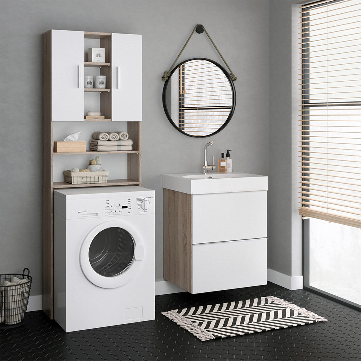 WASCHMASCHINENSCHRANK Luis Sonoma 64 x 190 cm - Sonoma Eiche, Holzwerkstoff (64/190/25.6cm) - Vicco