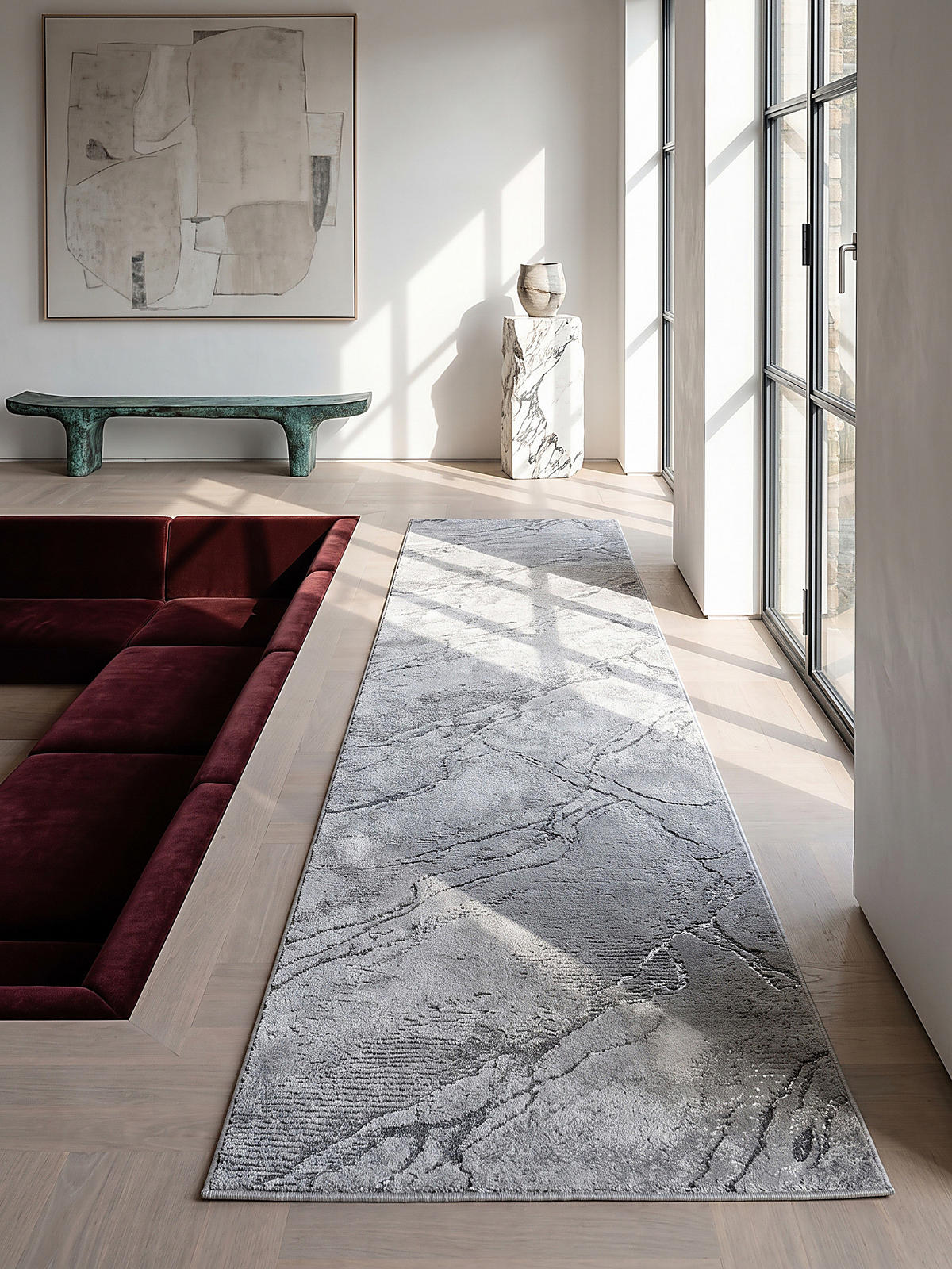 TEPPICHLÄUFER Abstrakt SVEDA Polypropylen Grau 80 x 150 cm - Grau, Textil (80/150cm) - KADIMA DESIGN