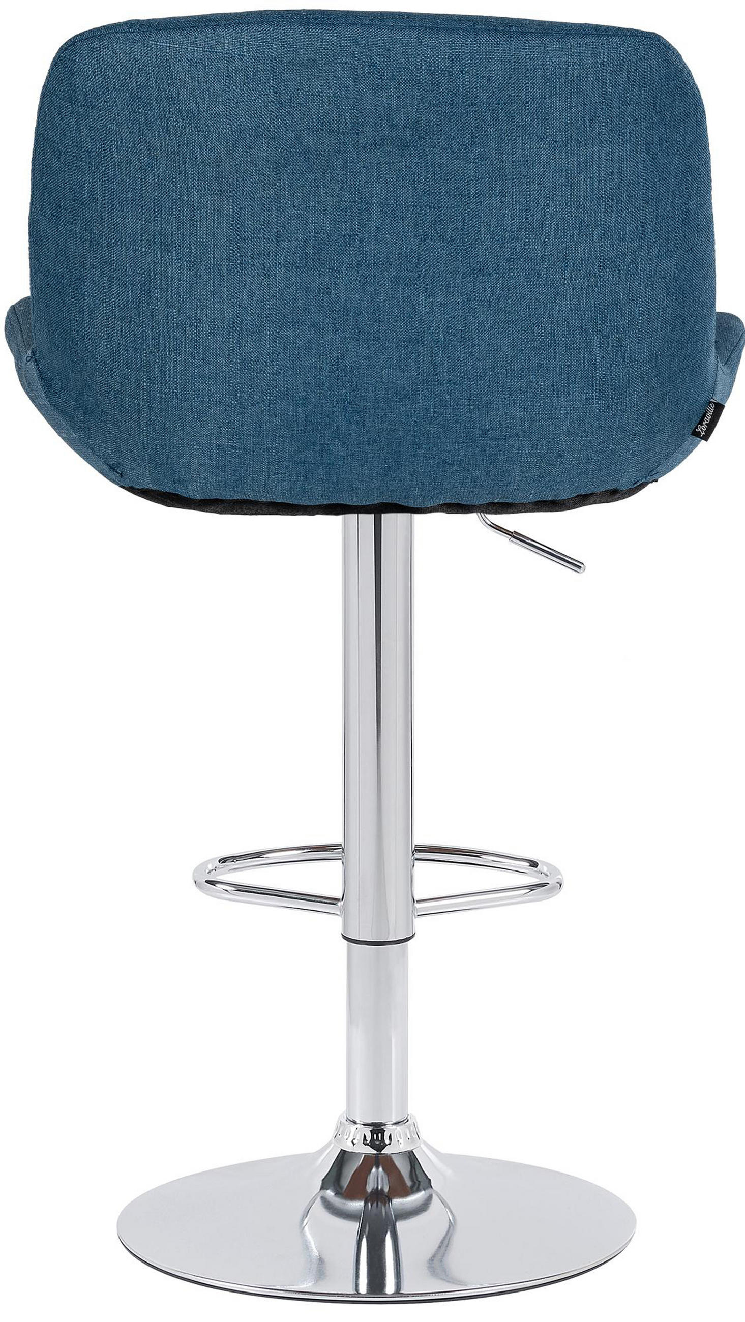 BARHOCKER 2er Set Salomon Chrom Stoff blau - Blau/Chromfarben, Metall (50/106/52cm) - TPFLiving