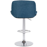 BARHOCKER 2er Set Salomon Chrom Stoff blau - Blau/Chromfarben, Metall (50/106/52cm) - TPFLiving