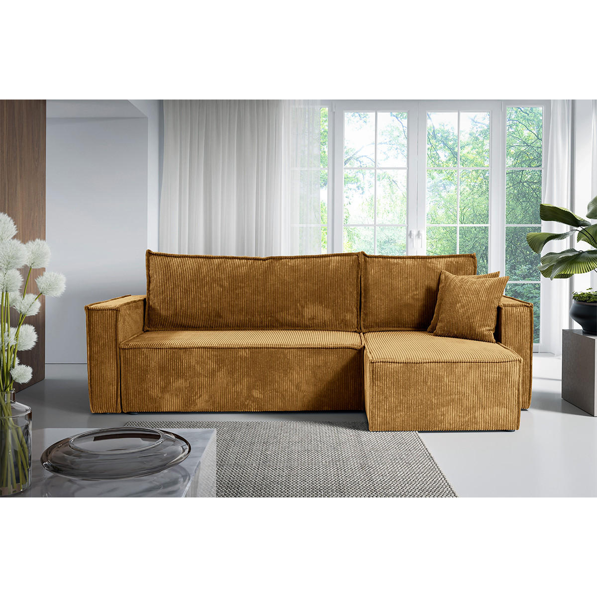ECKSOFA Ezekiel 3 Sitzplätze Gelb - Gelb, Holz (236/145cm) - Petits-meubles