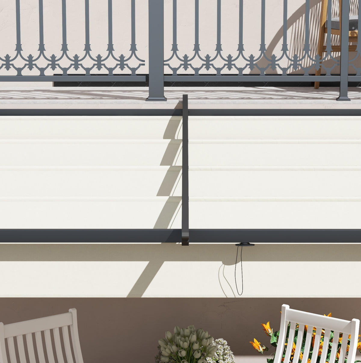 HLINÍKOVÁ pergola 297/297/200/230 cm s výsuvnou střechou a odvodem vody, krémově bílá - béžová, kov (297/230/297cm) - Redom