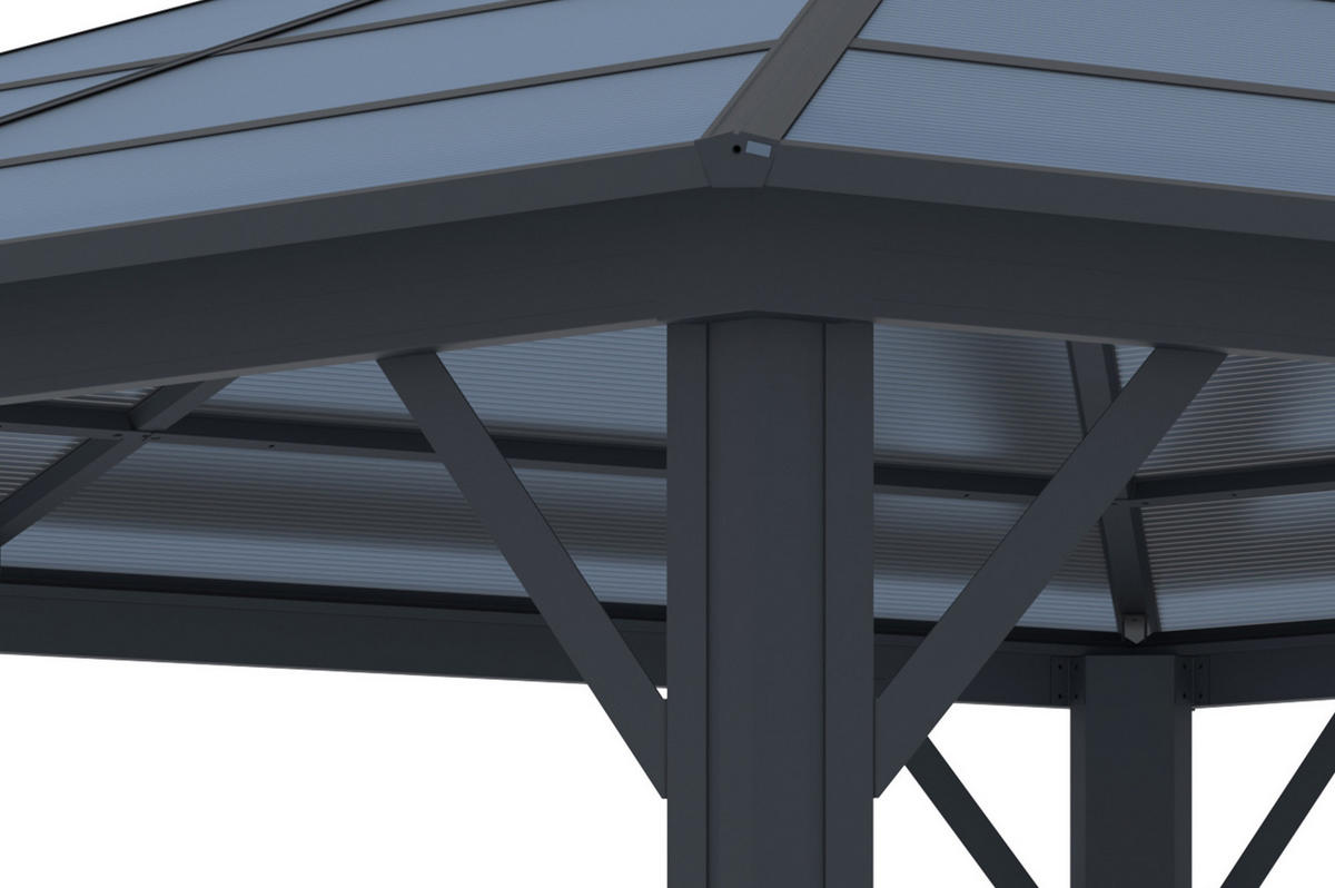 PAVILLON Grace Anthrazitgrau 3,5m x 3,5m - Grau, Metall (360/262/360cm) - Cazeboo