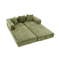 SCHLAFSOFA, Klappbares Bodensofa, Modulares Polstersofa Chenille, Grün - Grün, Textil (79/60/198cm) - LVHOM