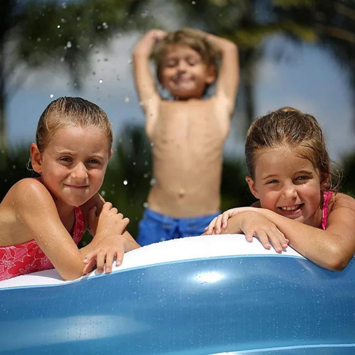 PLANSCHBECKEN Family Pool Blau 305 × 183 × 46 cm Aufblasbar - Blau/Weiß, Kunststoff (305/46/183cm) - Bestway