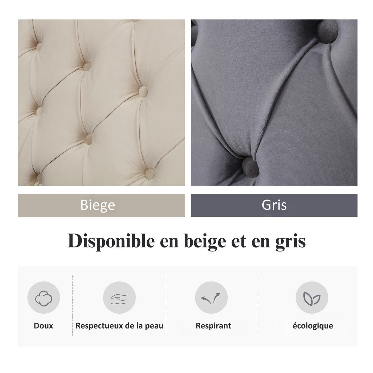 POLSTERBETT 140x190 Hydraulik Knopf Nieten Velours Schwarz Beige - Beige, Textil (180/200cm) - FLIEKS