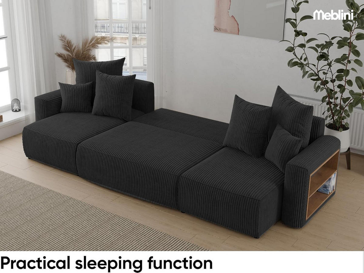 ECKSOFA SOLARIS U - Schwarz, Holzwerkstoff (312/142cm) - Meblini