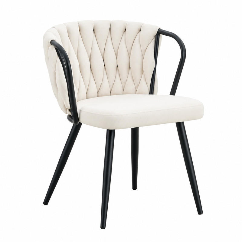 ESSZIMMERSTUHL mit Samtbezug Beige-Schwarz 43 x 58 x 76 cm - Beige, Metall (58/76/43cm) - Meubliv