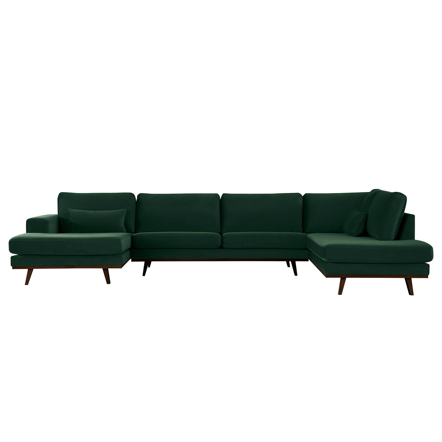 WOHNLANDSCHAFT mit Longchair - Buchefarben/Grün, Textil (371/81/219cm) - home24