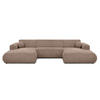 WOHNLANDSCHAFT Puerto U ohne Schlaffunktion, Dunkelbeige, Cordstoff - Schwarz/Cappuccino, Holzwerkstoff (363/76/170cm) - Beautysofa