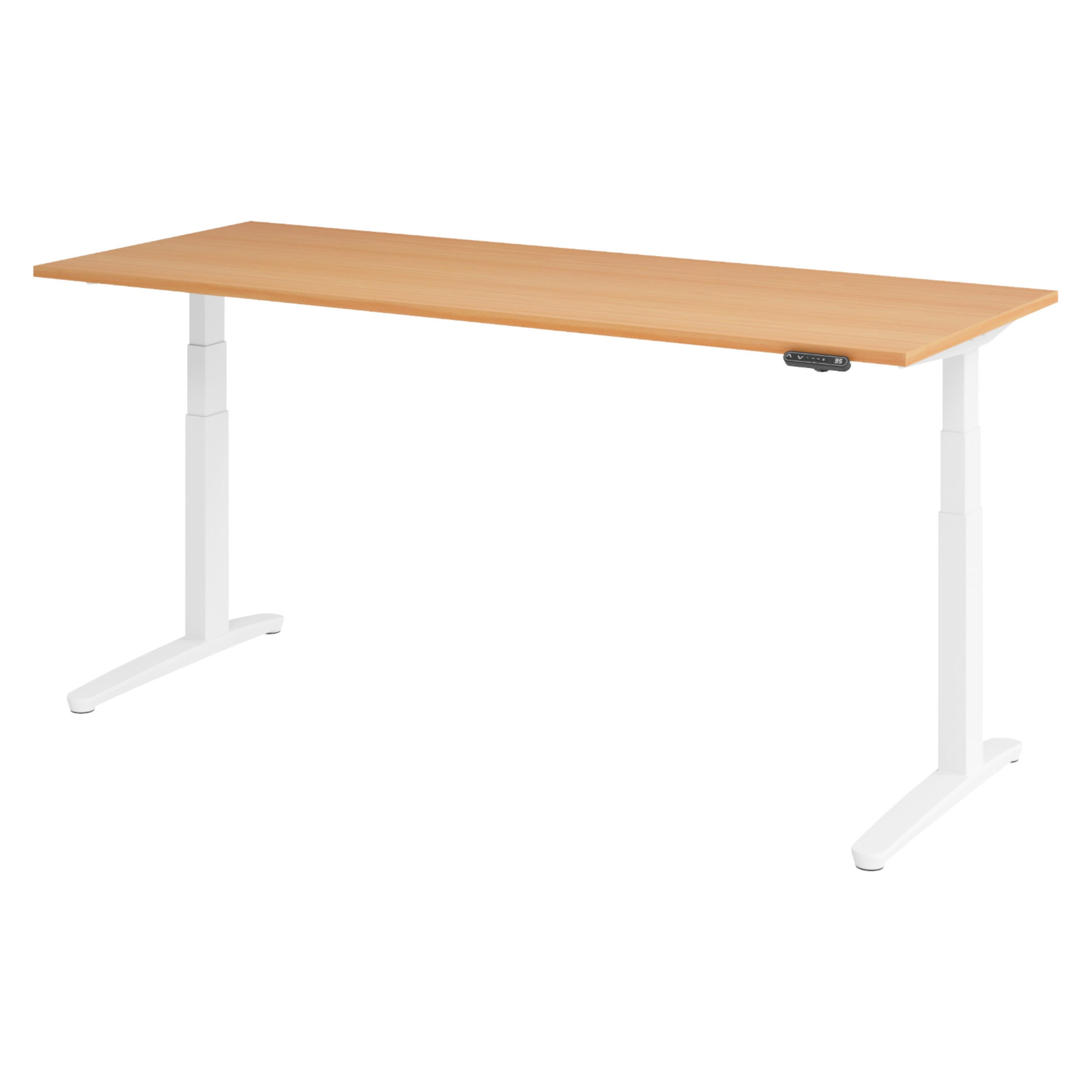SCHREIBTISCH elektrisch XBHM 80/200/74 cm in Buchefarben/Weiß - Buchefarben/Weiß, Holzwerkstoff (80/200/74cm) - bümö