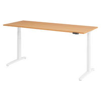 SCHREIBTISCH elektrisch XBHM 80/200/74 cm in Buchefarben/Weiß - Buchefarben/Weiß, Holzwerkstoff (80/200/74cm) - bümö