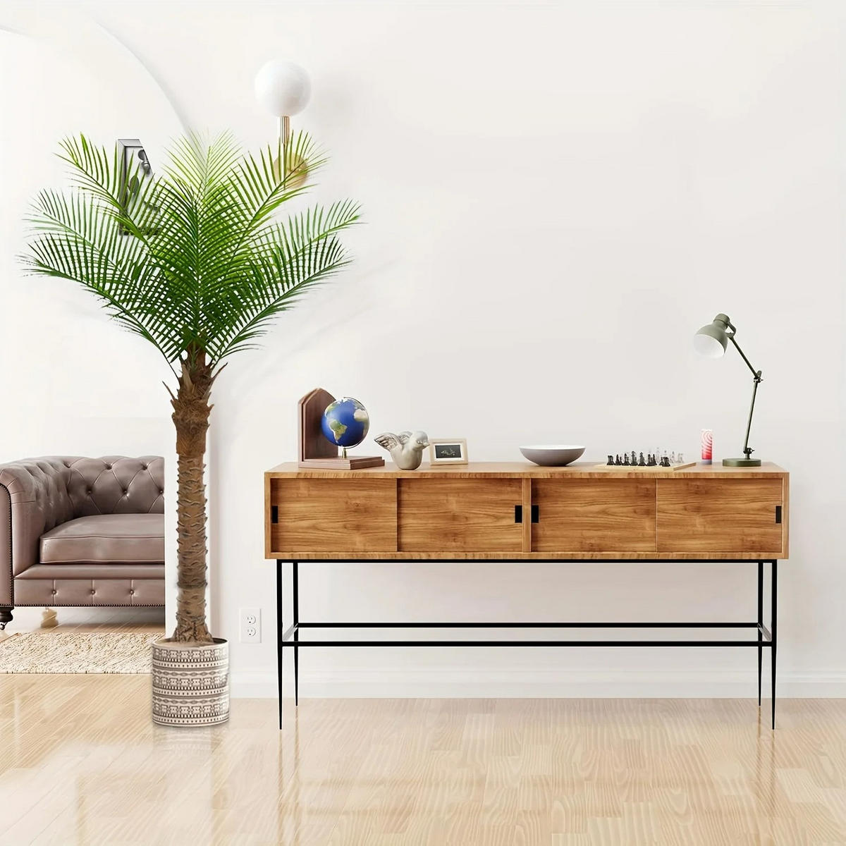 KUNSTPFLANZE Kokosnussbaum 160cm mit schwarzem Pflanzer - Grün, Kunststoff (160cm) - Kaket