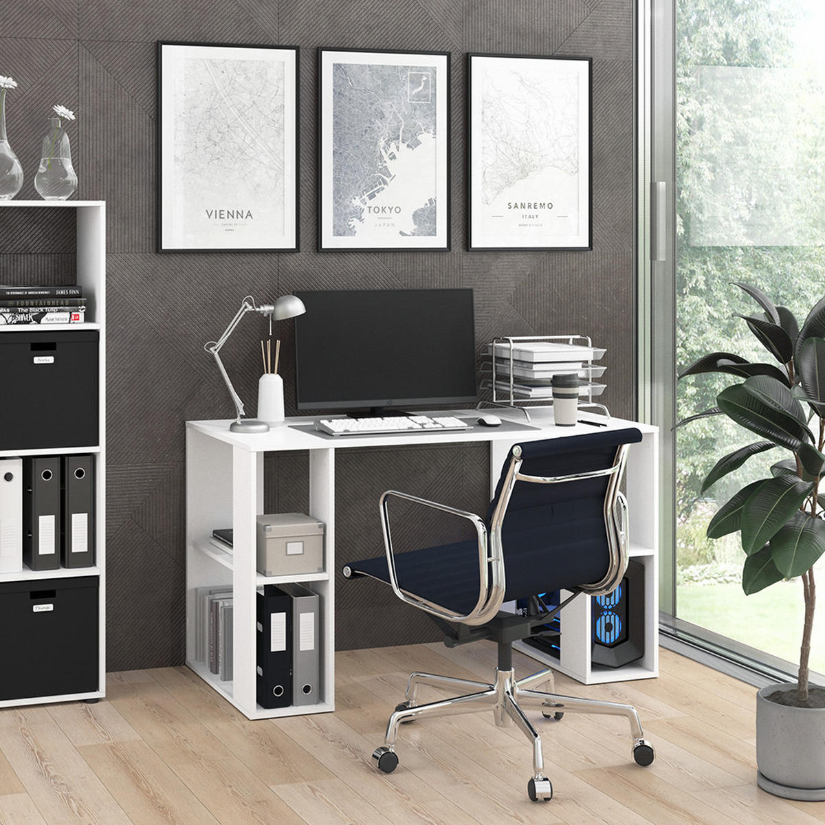 SCHREIBTISCH Arian Weiß 130 x 60 cm - Weiß, Holzwerkstoff (60/130/75cm) - Vicco