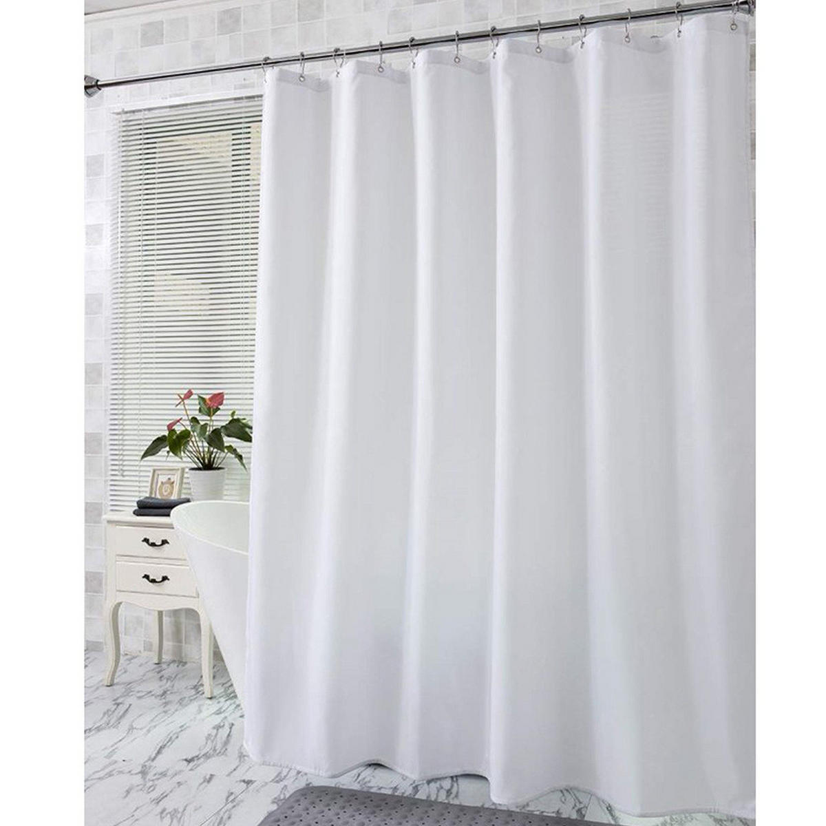 DUSCHVORHANG – Breite 180 x Höhe 180 cm – Weiß – Inklusive Haken - Weiß, Textil (180/180cm)