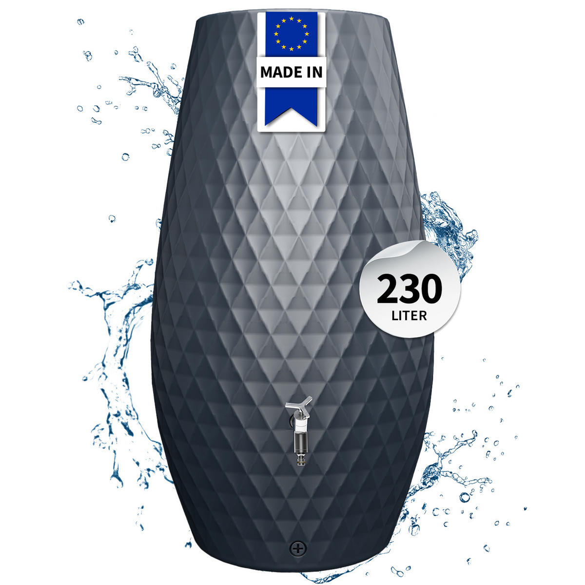 2IN1 Regentonne 230 L, graphite grey mit integrierter Pflanzschale - Grau, Kunststoff (53/118/65cm) - GARANTIA