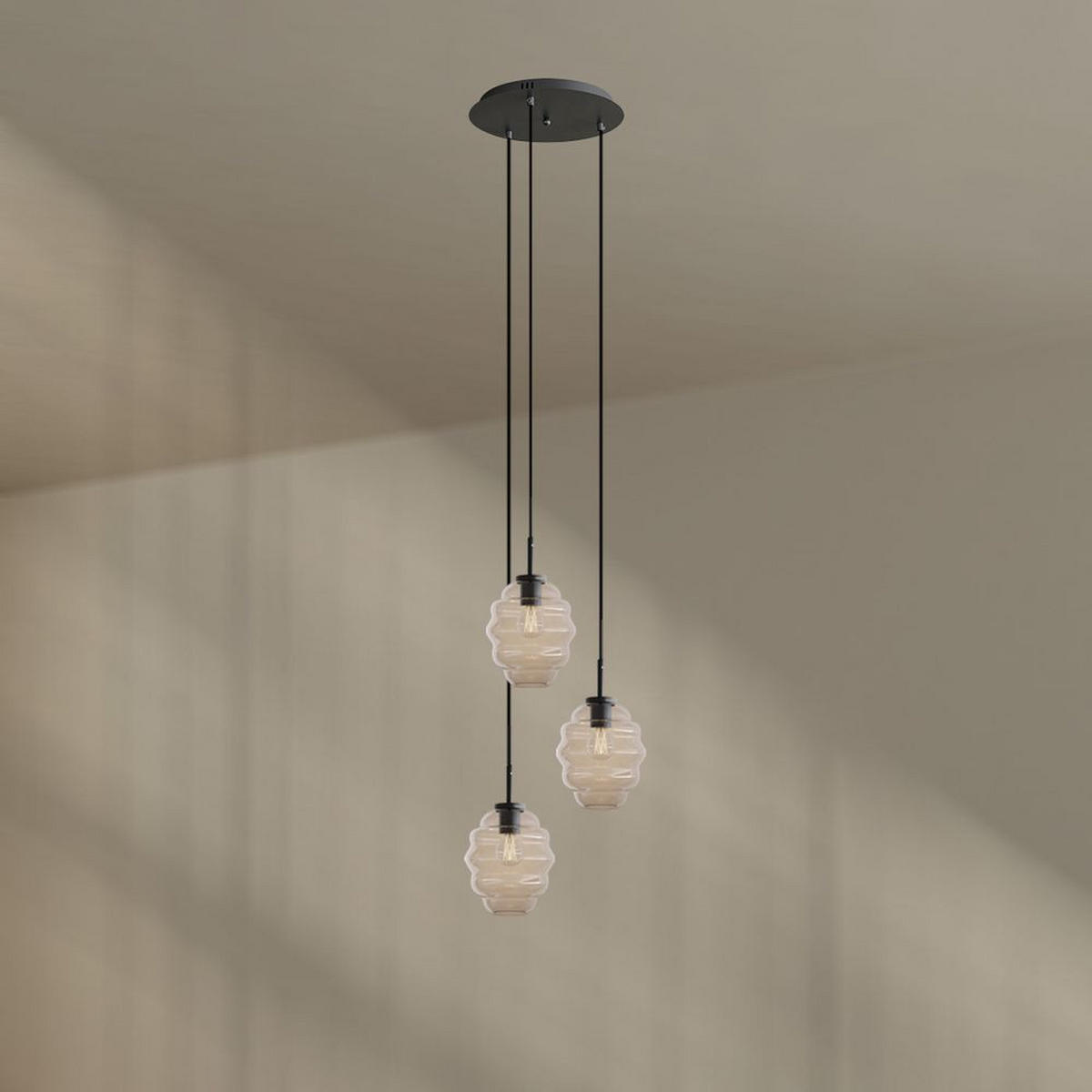 GALERIELEUCHTE Echos 3-flammig Klar Ø 18cm - Klar/Schwarz, Glas (18/18/20cm) - s.luce