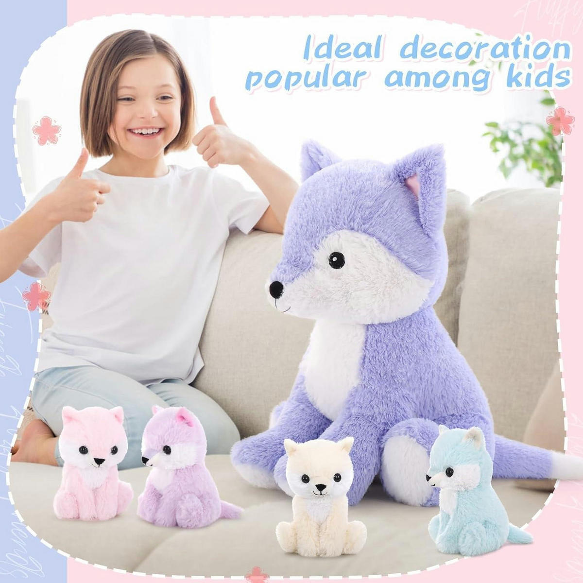 STOFFTIER Fuchs mit 4 Babys 48 cm - Multicolor, Textil (40/50cm)