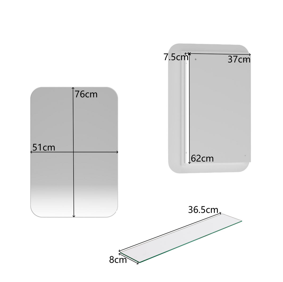 SPIEGELSCHRANK 76x51x12cm Weiß mit Aufbewahrung - Wandspiegel für Badezimmer - Weiß, Glas (76/12/51cm) - Modfu