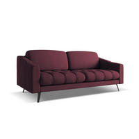 3-SITZER SOFA Chenille Stoff Rot - Rot/Weinrot, Textil/Metall (202/80/95cm) - Makamii