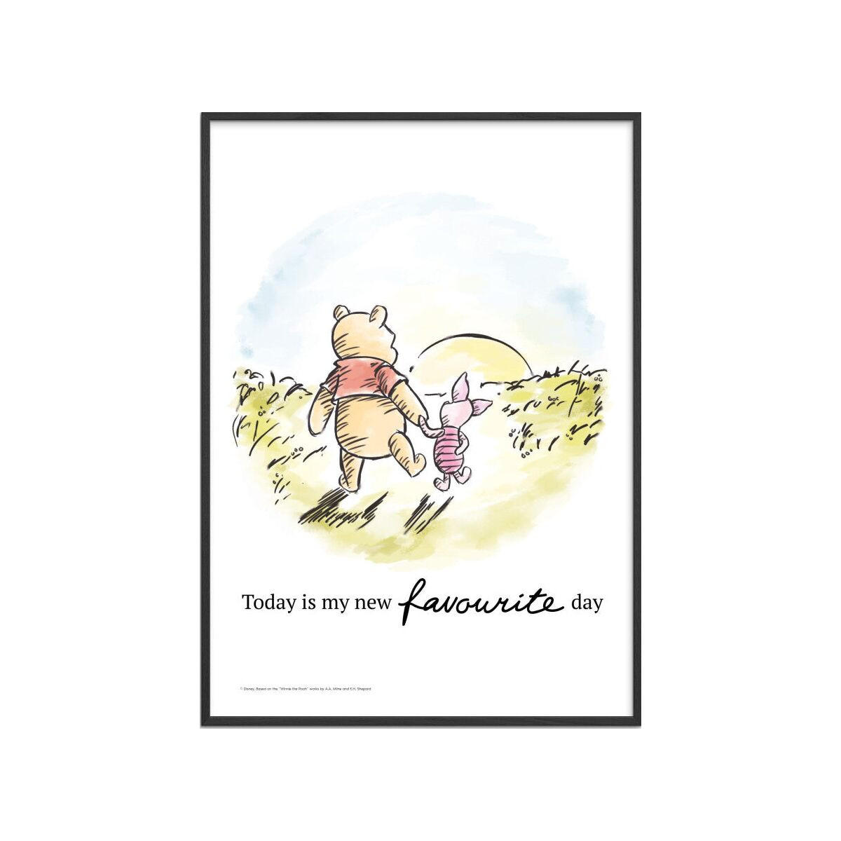 POSTER mit Rahmen Disney - Winnie the Pooh - Friendship Sunset - Multicolor/Schwarz, Holz/Papier (30/40cm) - Poster&Frame