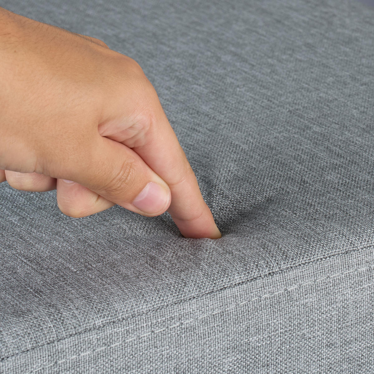 SITZHOCKER - Grau, Holzwerkstoff/Textil (37/39/37cm) - Relaxdays